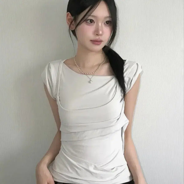 [BUNJANG] Flare Up Layered Bustier Sleeveless T-Shirt / 플레어업 레이어드 뷔스티에 티셔츠 슬리브리스