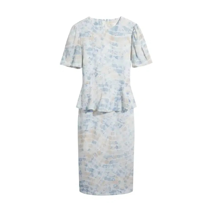 [BUNJANG] Women's Tie-Dye Peplum Dress with Waist Tie / 여성F/ 허리끈 타이다이 페플럼 원피스