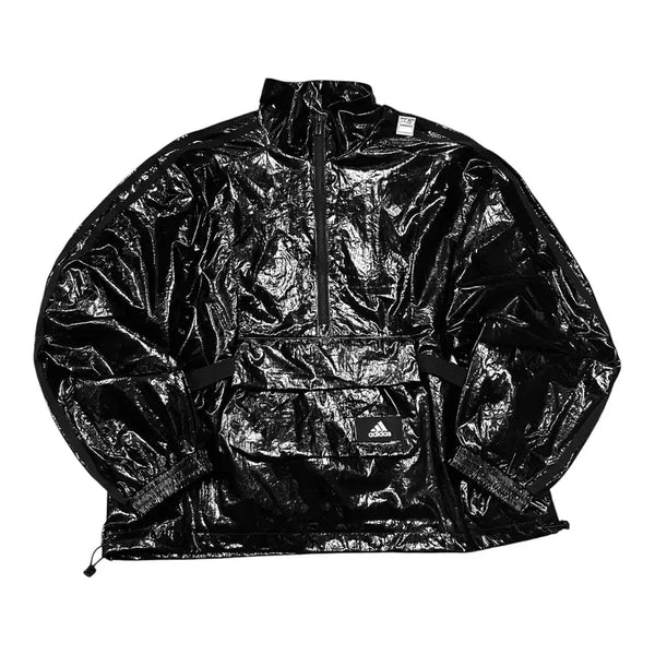[BUNJANG] Adidas Black Glossy Metallic Half-Zip Anorak Jacket / (바배) 아디다스 블랙 유광 메탈릭 하프집업 아노락 자켓