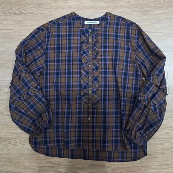 [BUNJANG] Robb Robb Seoul SunKissedMoon Check Frill Shirt / 로브로브서울 SunKissedMoon 체크 프릴 셔츠