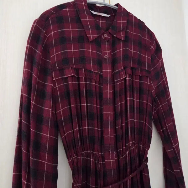 [BUNJANG] 8 Seconds Check Long Shirt Dress M / 에잇세컨즈(8seconds) 체크 롱셔츠