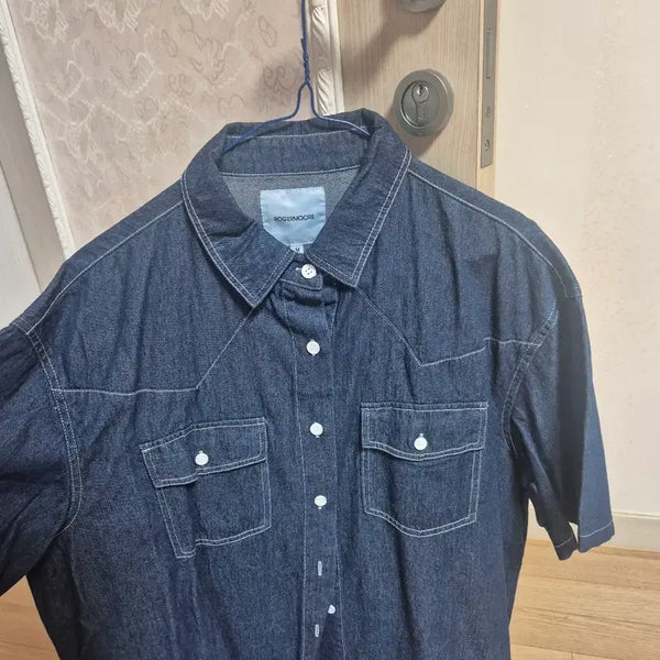 [BUNJANG] Blue Denim Short Sleeve Shirt / 청 데님 반팔셔츠