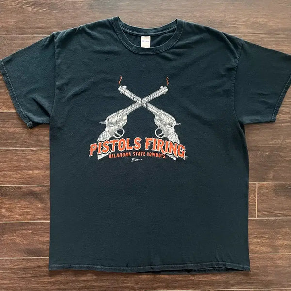 [BUNJANG] Vintage American Double Pistol Graphic T-Shirt XL / [XL] 미국 빈티지 쌍권총 그래픽 티셔츠