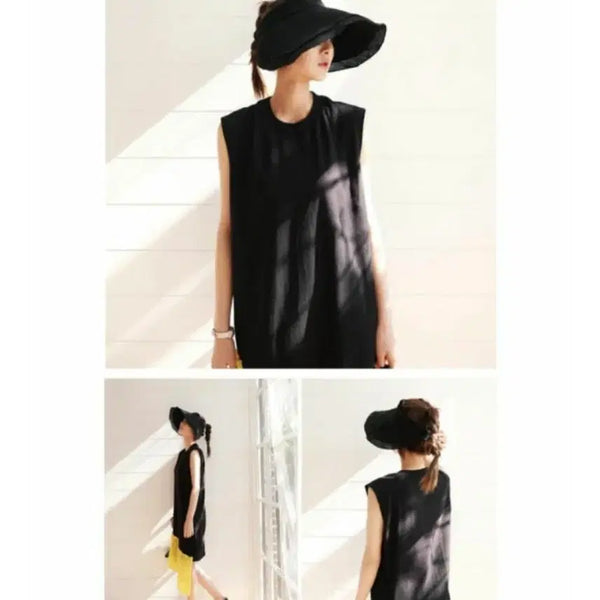 [BUNJANG] Linen UV Cut Wire Sun Visor - Black / 린넨 uv차단 와이어 썬바이저 블랙 새상품