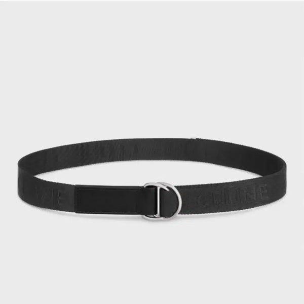 [BUNJANG] Celine Double Ring Belt Black Canvas Silver Buckle / 셀린느 더블링 벨트