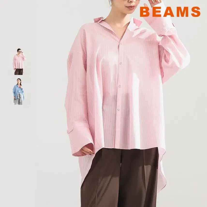 [BUNJANG] BEAMS Demi-Luxe Cotton Voile Stripe Shirt / 빔즈 데미룩스 코튼보일 스트라이프 셔츠