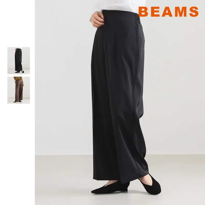 [BUNJANG] Demi-Luxe Beams Satin Sideline Wide Pants / 빔즈 데미룩스 새틴 사이드라인 와이드 팬츠
