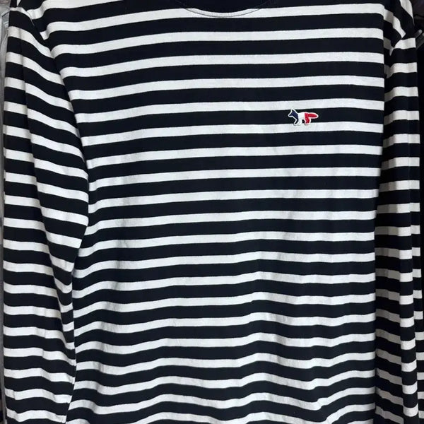 [BUNJANG] Maison Kitsuné Striped T-Shirt Black White / 메종키츠네 스트라이프 티셔츠 블랙 화이트