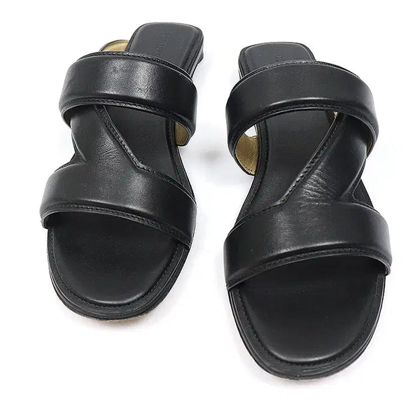 [BUNJANG] Bottega Veneta Black Calfskin Crossband Slide Mule Sandals Women's Size 37 / Bottega Veneta(보테가베네타) 651374 블랙 카프스킨 크로스밴드 슬라이드 뮬 여성샌들 37 MUJ11857BO