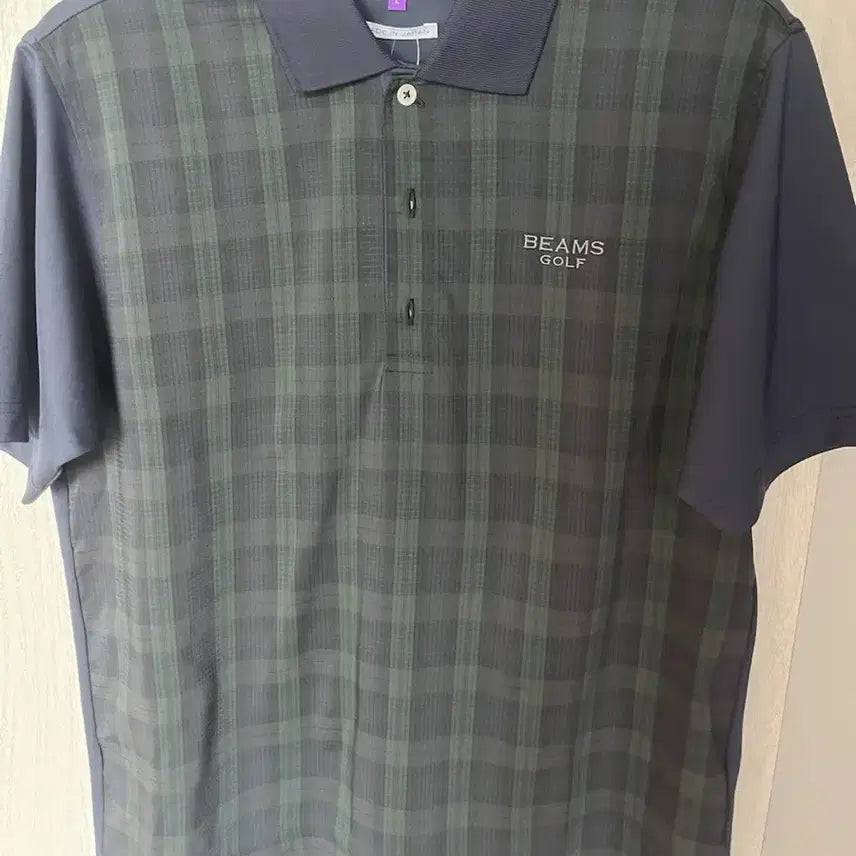 [BUNJANG] BEAMS GOLF Plaid Short Sleeve Polo Shirt Navy / 빔즈골프 체크 반팔 카라티 네이비