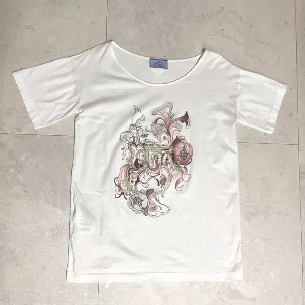 [BUNJANG] Prada Cubic Detail T-Shirt / 프라다 큐빅 디테일 티셔츠