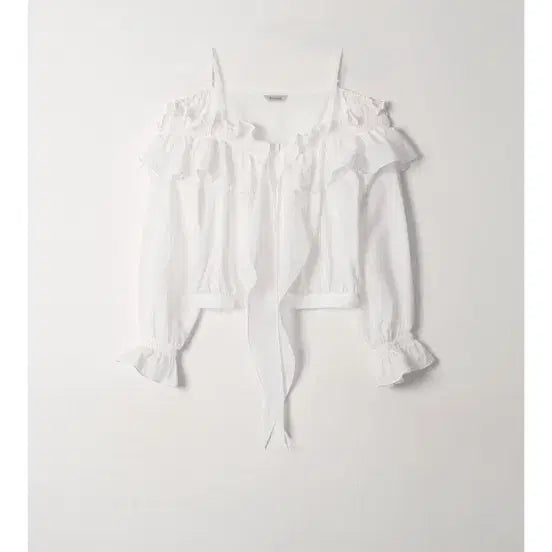 [BUNJANG] Avie Mua Off-Shoulder Ruffle Blouse / 아비에무아 오프숄더 러플 블라우스(새상품)