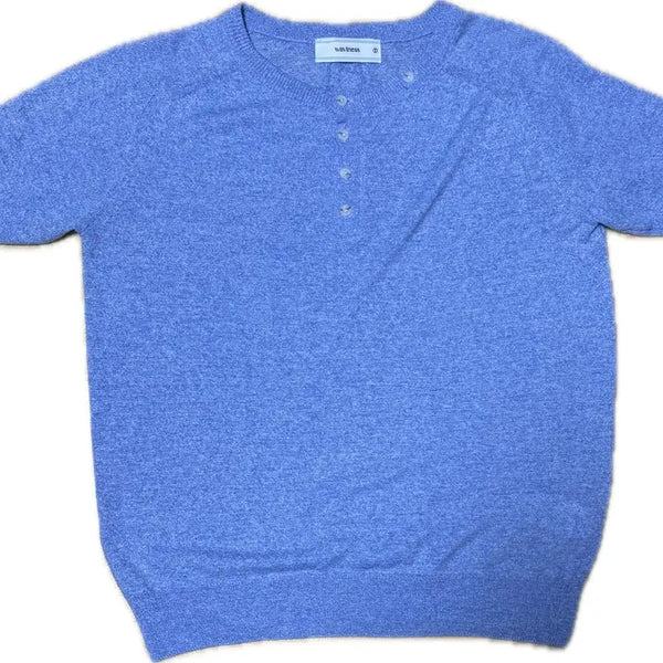 [BUNJANG] WVNIS Henry Neck Short Sleeve Knit Blue Size 1 / 웨이비니스 헨리넥 반팔니트 블루 1사이즈