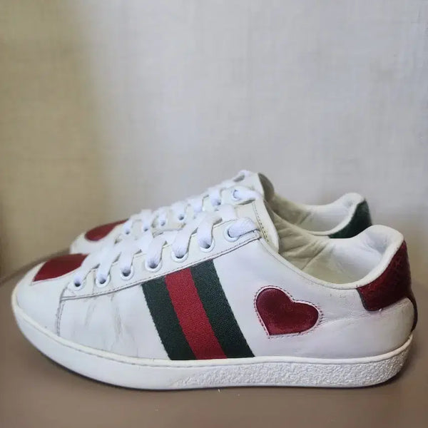 [BUNJANG] Gucci Heart Green/Red Stripe Sneakers Size 34 / >>상태양호<< 구찌 하트 그린/레드 삼선 스니커즈 34호 팝니다