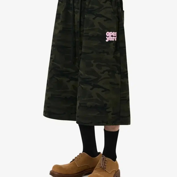 [BUNJANG] Openyard (OY) Puff Logo Sweat Shorts Camo / 오픈야드(오와이) 퍼프 로고 스웻 쇼츠 카모