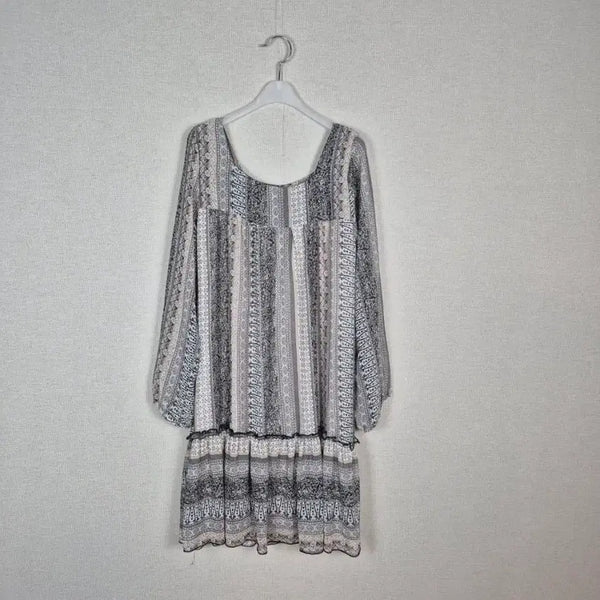 [BUNJANG] Square Neck Pattern Long Blouse Dress / (#55,66추천/F)스퀘어넥 패턴 롱블라우스 원피스