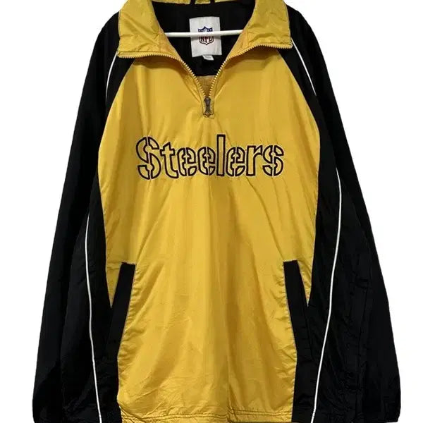 [BUNJANG] Pittsburgh Steelers NFL Vintage Big Logo Half-Zip Pullover Jersey / [M] NFL 올드스쿨 피츠버그스틸러스 빅로고 반집업 풀오버져지