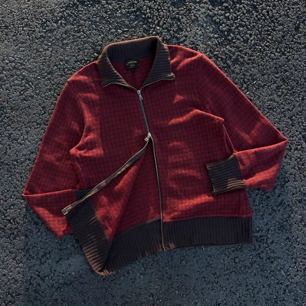 [BUNJANG] Chinook Checkered Two-Way Knit Zip-Up Jacket / Chinook 체크패턴 투웨이 니트집업
