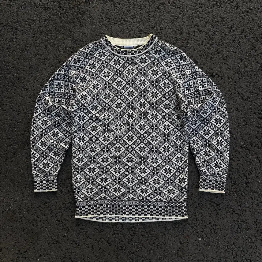 [BUNJANG] DALE of Norway Snowflake Pattern Round Knit / DALE of Norway 눈꽃 패턴 라운드 니트