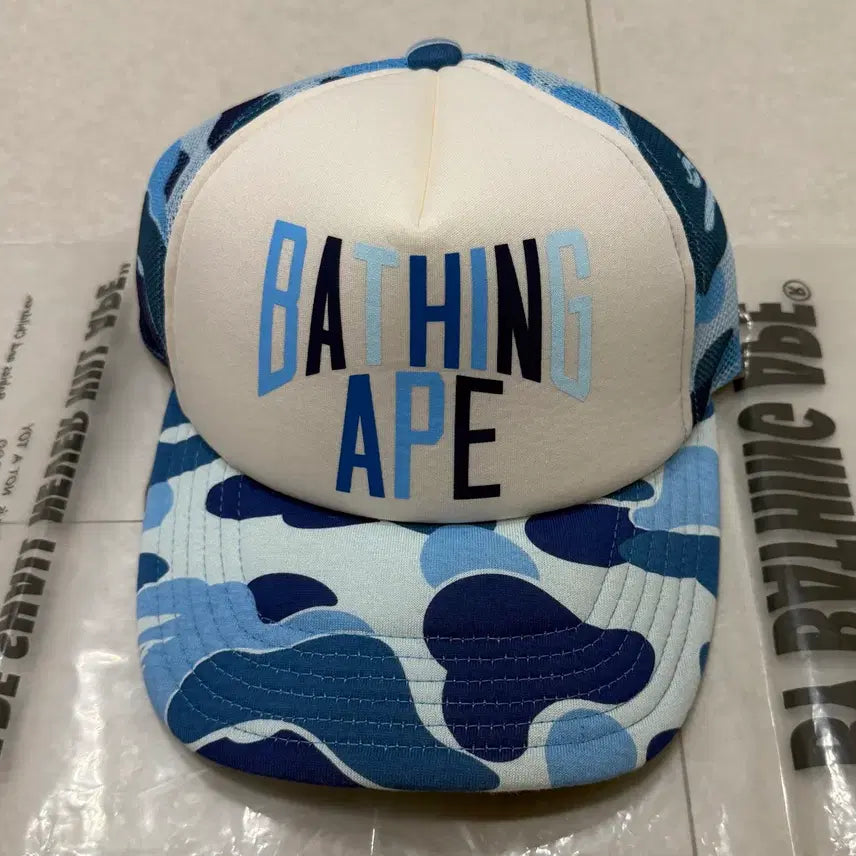 [BUNJANG] BAPE Camo Mesh Trucker Cap Blue / 베이프 카모 메쉬 캡 블루 트러커 캡 모자