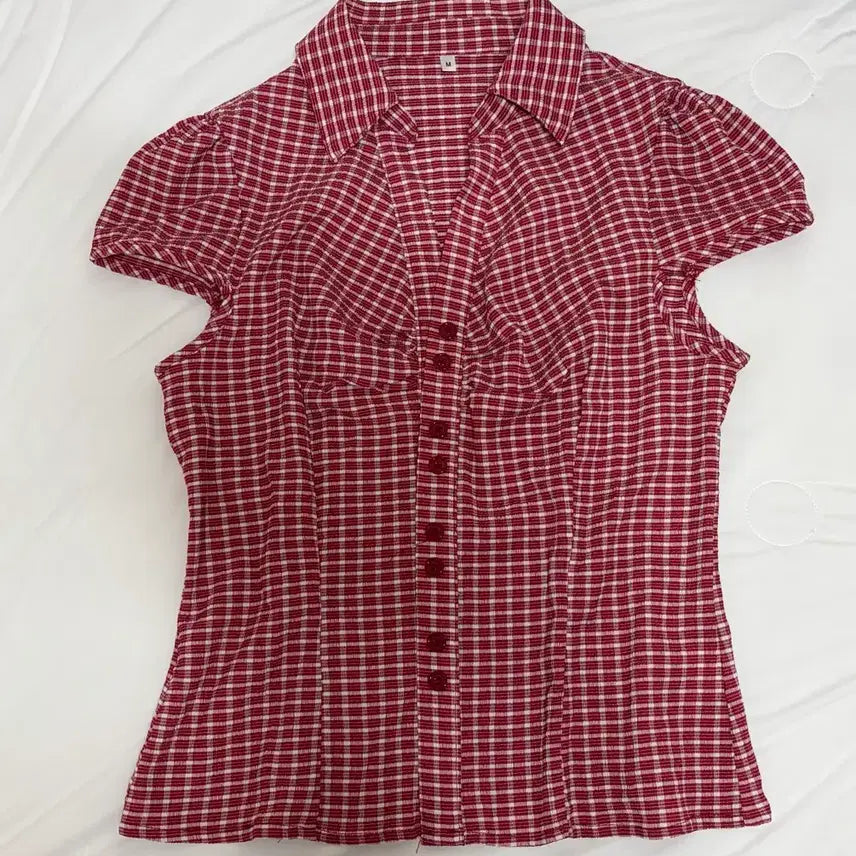 [BUNJANG] Vintage Check Shirt Blouse / 빈티지 체크 셔츠 블라우스