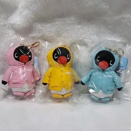 [BUNJANG] Pingu Character Keychain 3-Set (Pink, Yellow, Blue) / 새상품)핑구 키링 핑크/옐로우/블루 3종 일괄