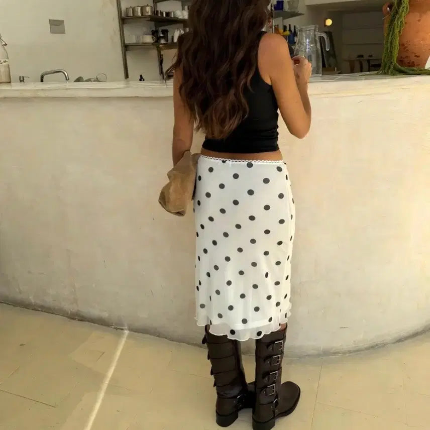 [BUNJANG] Shein Dot Midi Skirt / [개이쁨/쉬인] 도트 미디 스커트
