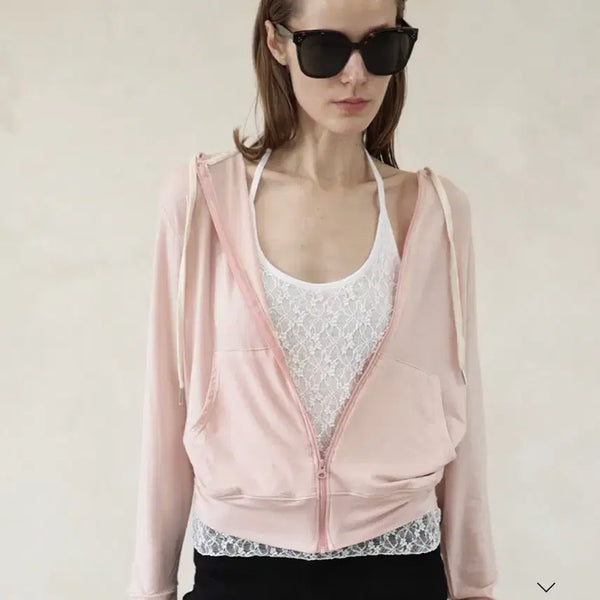 [BUNJANG] Osun OSP Soft Touch Hood Zip-Up Baby Pink / 오운서 OSP Soft Touch Hood Zip-Up_Baby Pink