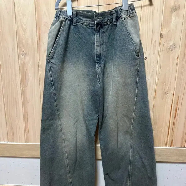 [BUNJANG] Arkam Paneled Wide Denim Pants - Size 1 / 아캄 paneled denim pants 1사이즈 와이드데님