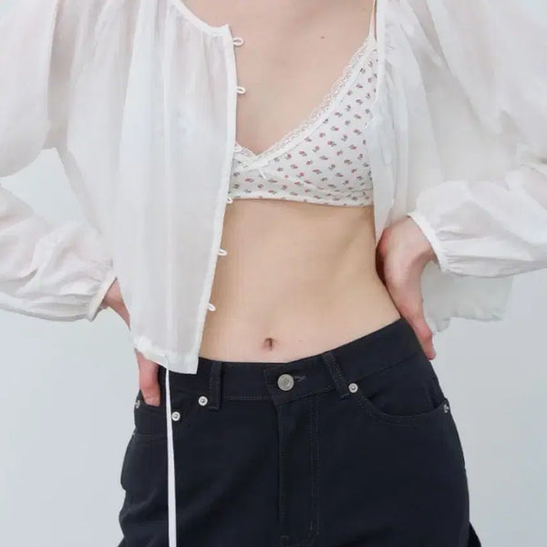 [BUNJANG] Lillyots Fine Blouse See-through Shirring Summer Shirt / 릴리코츠 파인 블라우스 fine 시스루 셔링 여름 셔츠