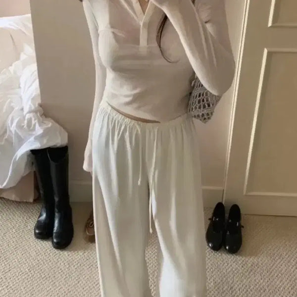 [BUNJANG] Liz Shell Bending Pants Ivory Short / 리즈 쉘밴딩 팬츠 아이보리 숏