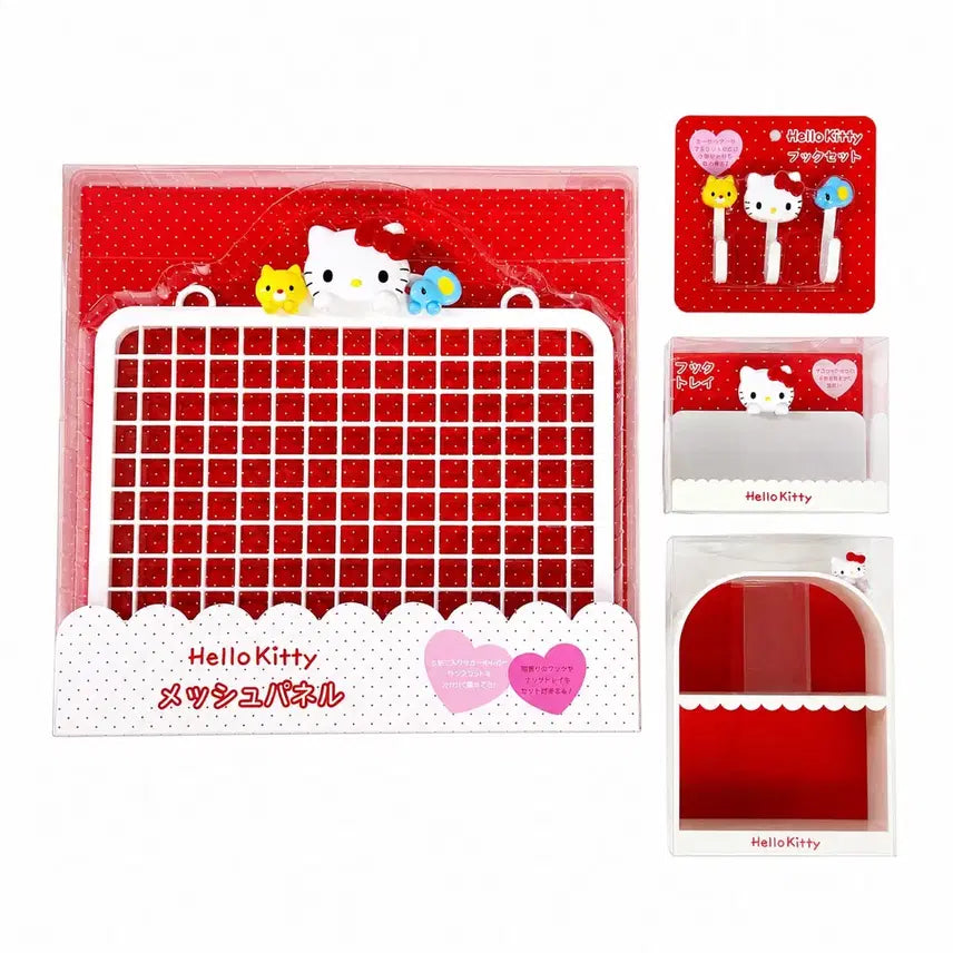 [BUNJANG] Sanrio Original Decorative Storage Series Full Set - Hello Kitty Netting, Hooks, Tray, Shelf / [미개봉/신상] 산리오 오리지널 장식 수납 시리즈 풀세트 헬로키티 네트망+ 후크 3p 세트+ 후크 트레이+ 아치형 장식 선반