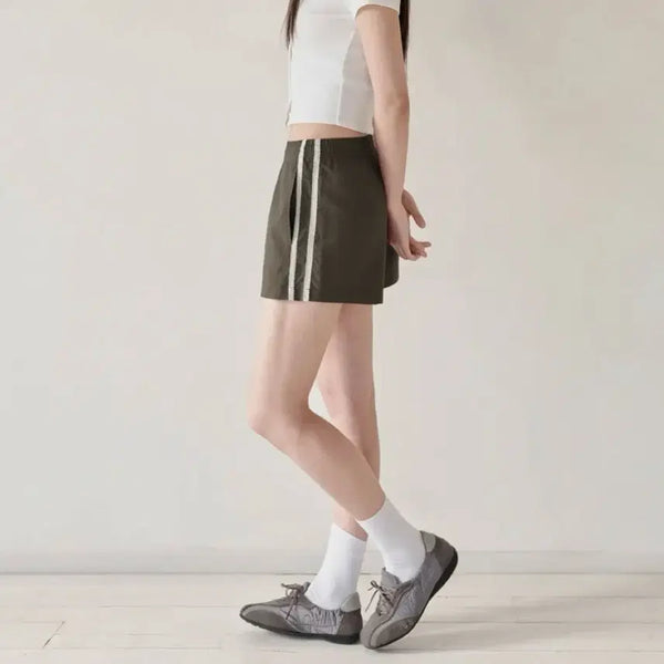 [BUNJANG] Musinsa Standard Women's Lace Track Shorts Brown / 무신사 스탠다드 우먼 레이스 트랙 쇼츠 브라운 26
