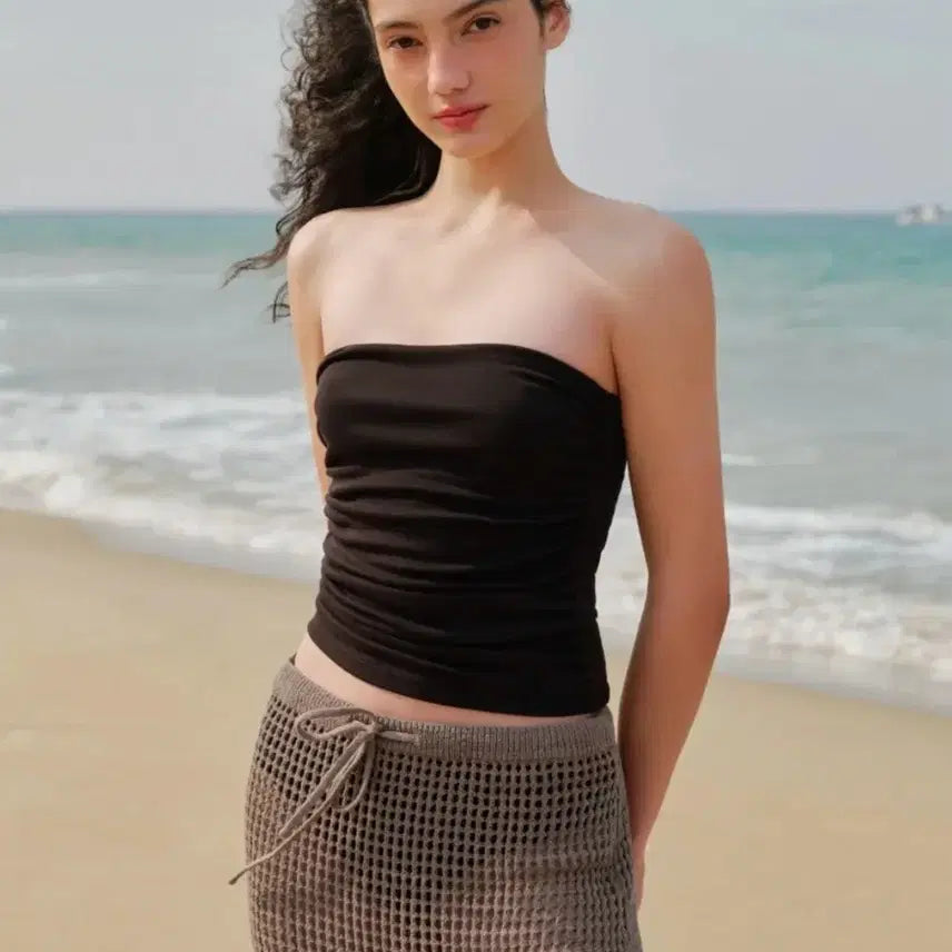 [BUNJANG] Musinsa Standard Women Shirring Tube Top Black S / 무신사 스탠다드 우먼 셔링 튜브 탑 블랙 s (새상품)
