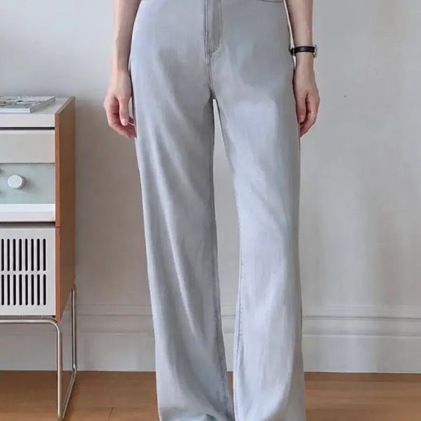 [BUNJANG] Light Gray Summer Material Long Length Jeans / 연그레이 청바지 여름소재 롱기장 사이즈 새상품 택있음