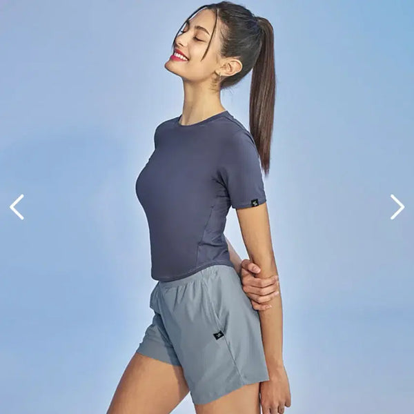 [BUNJANG] XEXYMIX Ice Feather Crop Short Sleeve Night Shadow L / (새상품) 젝시믹스 아이스페더 크롭 숏슬리브 나이트쉐도우 L 제시믹스