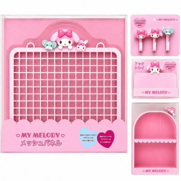[BUNJANG] Sanrio Original My Melody Decorative Storage Series Full Set (Netting, Hooks, Tray, Shelf) / [미개봉/신상] 산리오 오리지널 장식 수납 시리즈 풀세트 마이멜로디 네트망+ 후크 3p 세트+ 후크 트레이+ 아치형 장식 선반