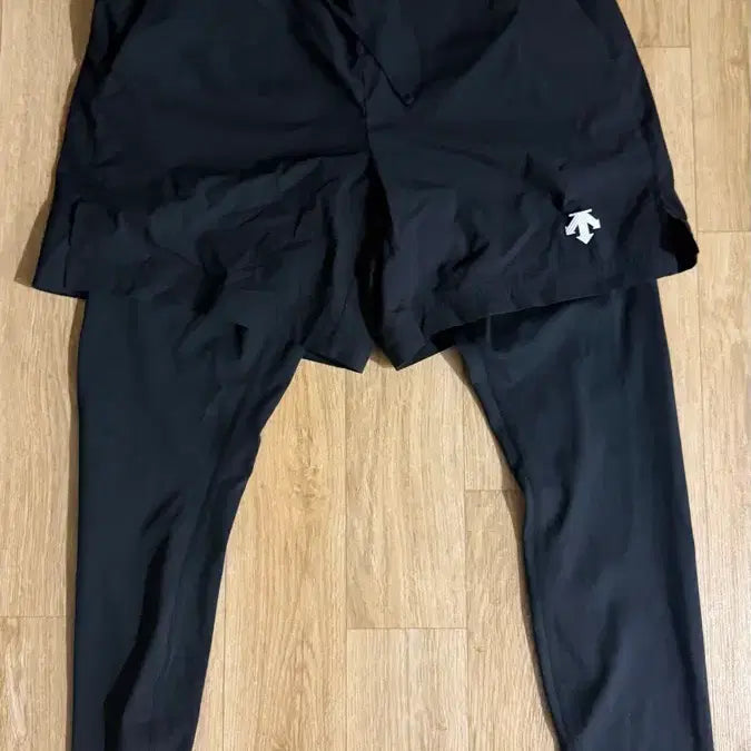 [BUNJANG] Descente Men's 2-in-1 Running Pants Black / 데상트 남성 2 in 1 러닝 팬츠 블랙