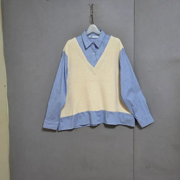 [BUNJANG] Zara Colorblock Boxy Blouse / 자라 조끼배색 박시한 블라우스 n7000