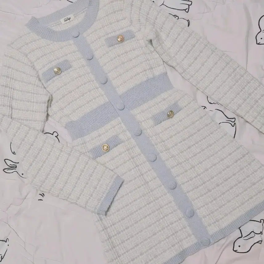 [BUNJANG] Evelyn Pastel Tweed Knit Dress / evelyn 에블린 파스텔 트위드 니트원피스