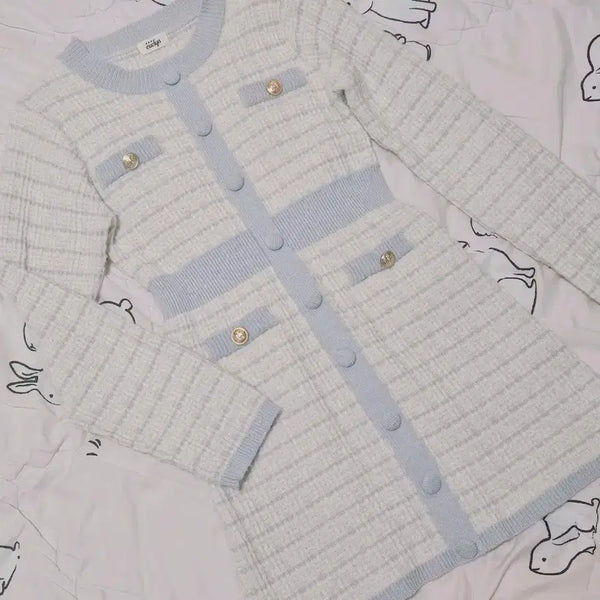 [BUNJANG] Evelyn Pastel Tweed Knit Dress / evelyn 에블린 파스텔 트위드 니트원피스