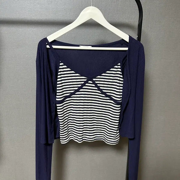 [BUNJANG] Navy Stripe Knit Sweater / 네이비 스트라이프 니트