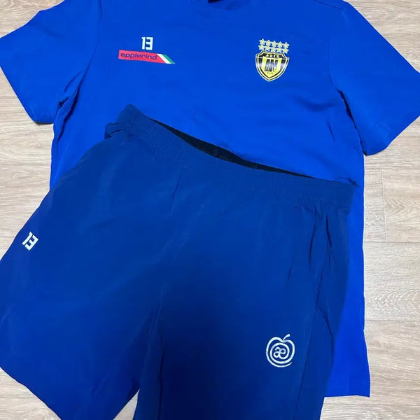 [BUNJANG] Applaind Short Sleeve T-shirt and Shorts Set / 애플라인드 반팔 티셔츠 반바지 세트 블루
