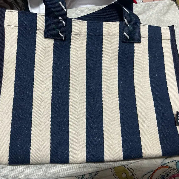 [BUNJANG] Kitty Bunny Pony Stripe Tote Bag Navy / 키티버니포니 스트라이프 토트백 네이비