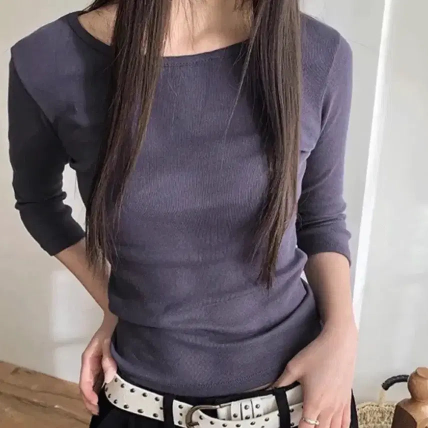 [BUNJANG] KEEPER U-Neck Basic 7-Sleeve T-Shirt / 키퍼 유넥 베이직 7부 티셔츠