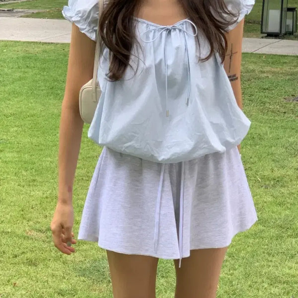 [BUNJANG] Grand Bloom Puff Ribbon Balloon Blouse / 새상품) 그랑블룸 퍼프 리본 벌룬 블라우스