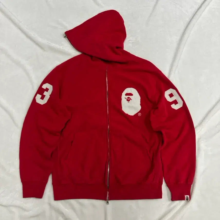[BUNJANG] BAPE 93 Full Zip Hoodie Vintage Red / (L)베이프 93 풀집업 후디 빈티지레드