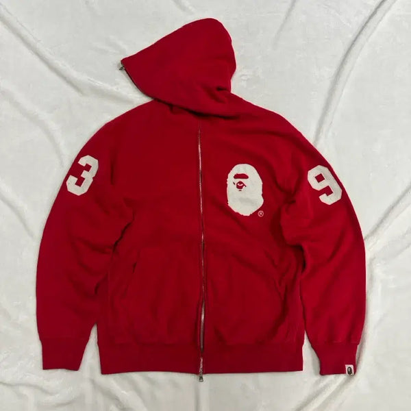 [BUNJANG] BAPE 93 Full Zip Hoodie Vintage Red / (L)베이프 93 풀집업 후디 빈티지레드