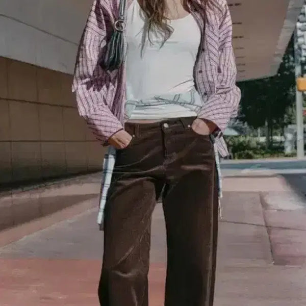 [BUNJANG] Zara Corduroy Straight Pants Brown Size 34 / ZARA 자라 코듀로이 스트레이트 팬츠 브라운 34