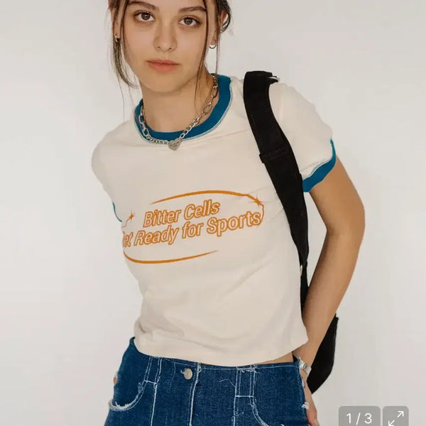 [BUNJANG] Bitter Cells Ringer T-Shirt Cream / 비터셀즈 링거티 크림색